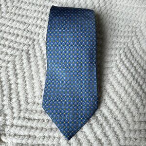 Hermes Paris Blue and Gold Geometric Men's Tie